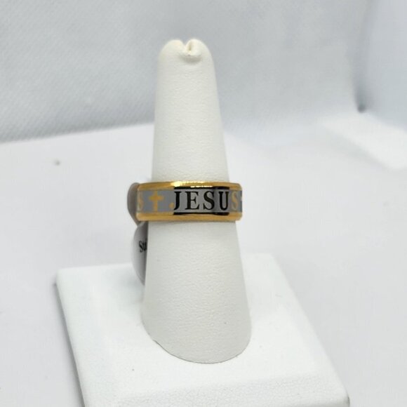 Brand New   Stainless Steel Jesus Cross Ring - Picture 1 of 3